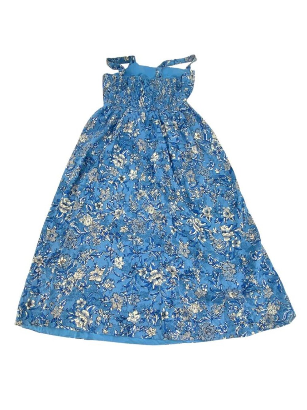 Dalia Women's Maxi Summer Dress / Floral Pattern / Blue & White / Size Medium